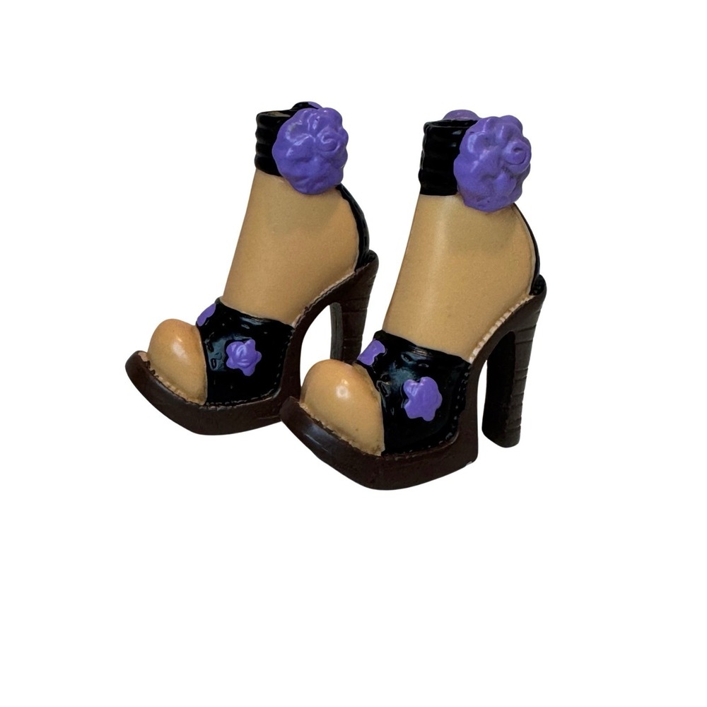 Barbie My Scene Doll High Heel Sandals Shoes Purple Black Ankle Strap Open Toe